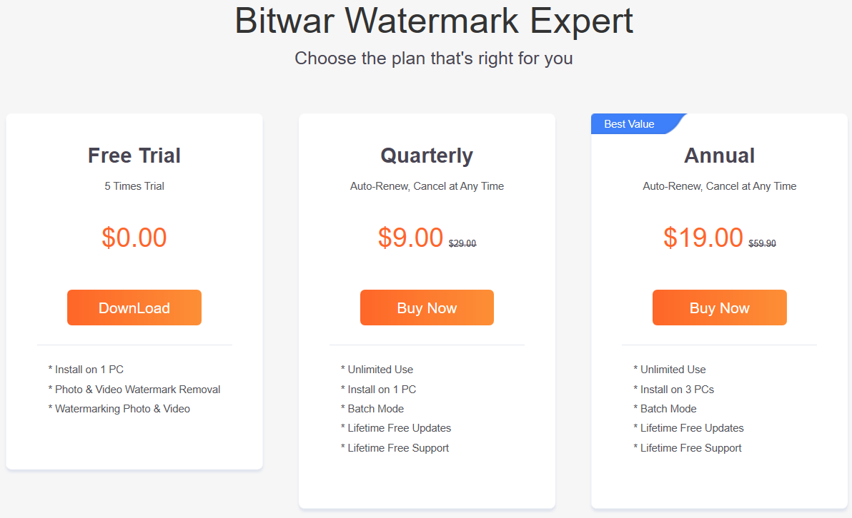 Bitwar Watermark Expert Store