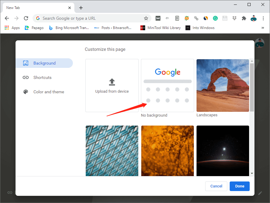 How To Turn Off Chrome New Tab Page Background Image? - Bitwarsoft