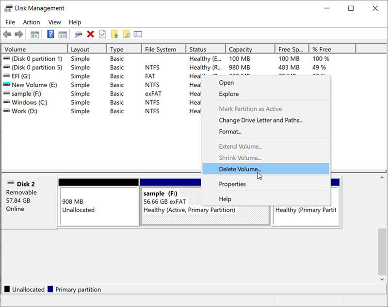 Eject the USB Storage Device in Disk Management