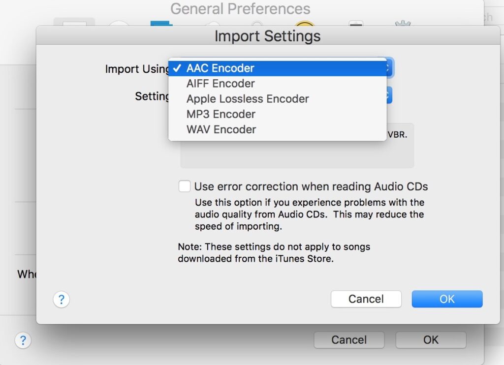 iTunes-Preference-General Preferences-Import Settings