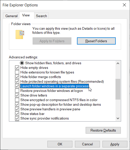 Launch Folder Windows In a Separate Process