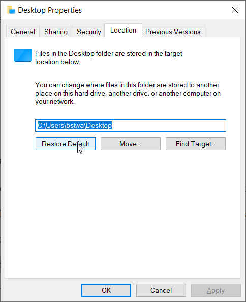 Restore Default Desktop Settings