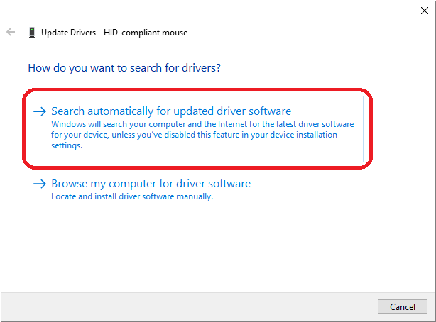 mouse drive-how do you want to search for updated drivers