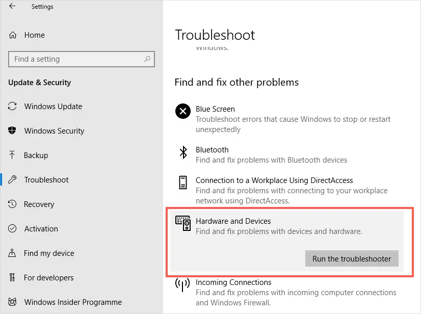 Troubleshoot-Hardware and device