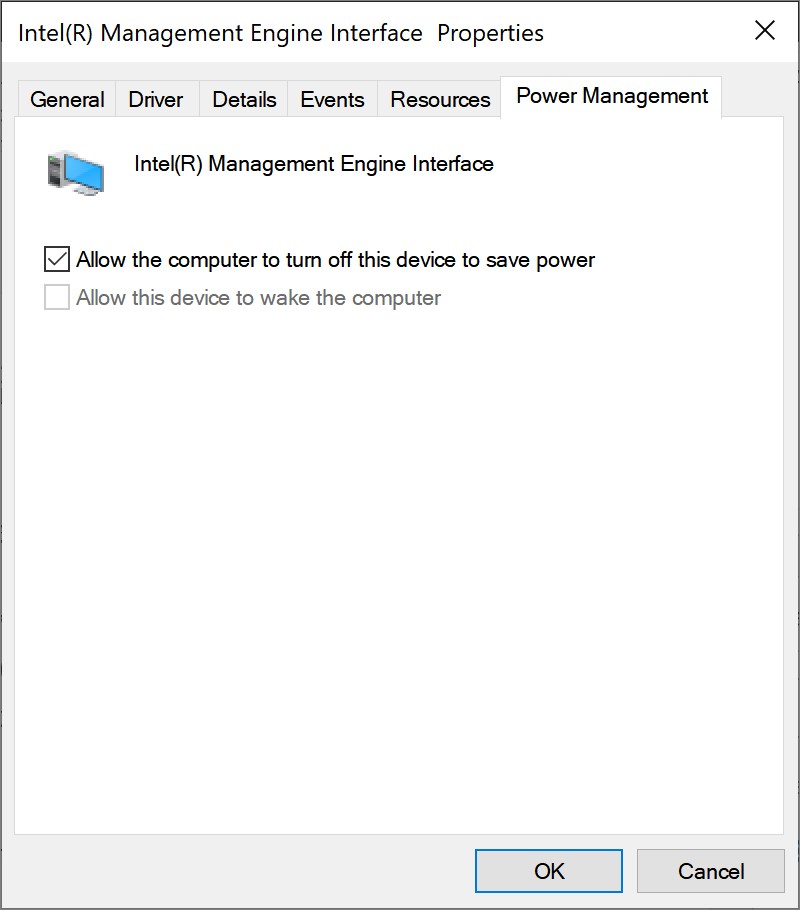 Device Manager-inter management engine interface properties