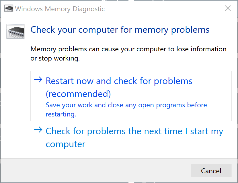 windows memory diagnostic