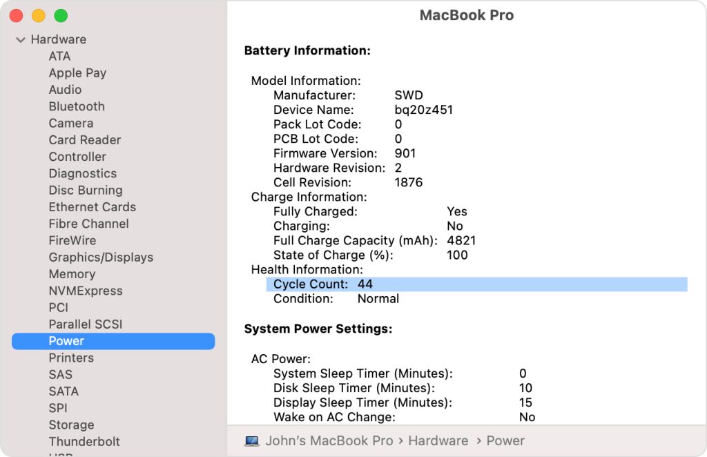mac-battery information