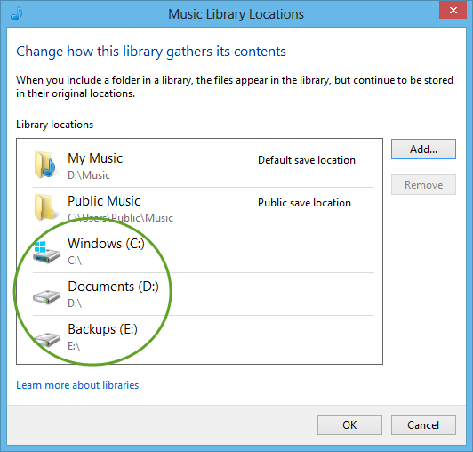 windows media player-Music Library Locations