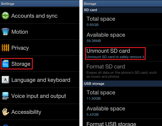 android-unmount-sd-card
