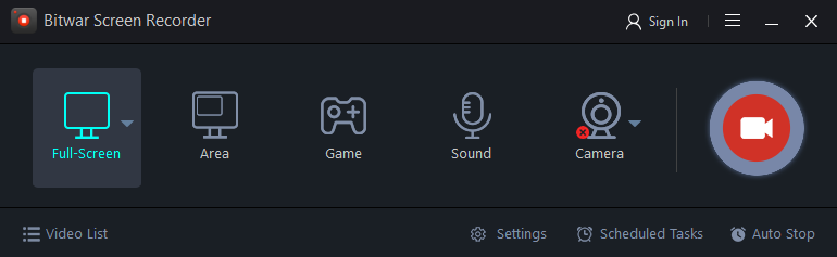 bitwar screen recorder-interface