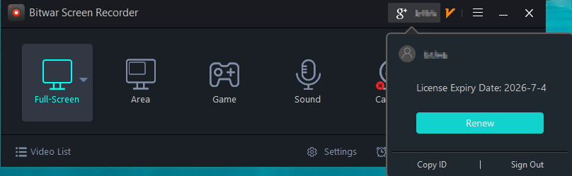 bitwar screen recorder-license expiry date