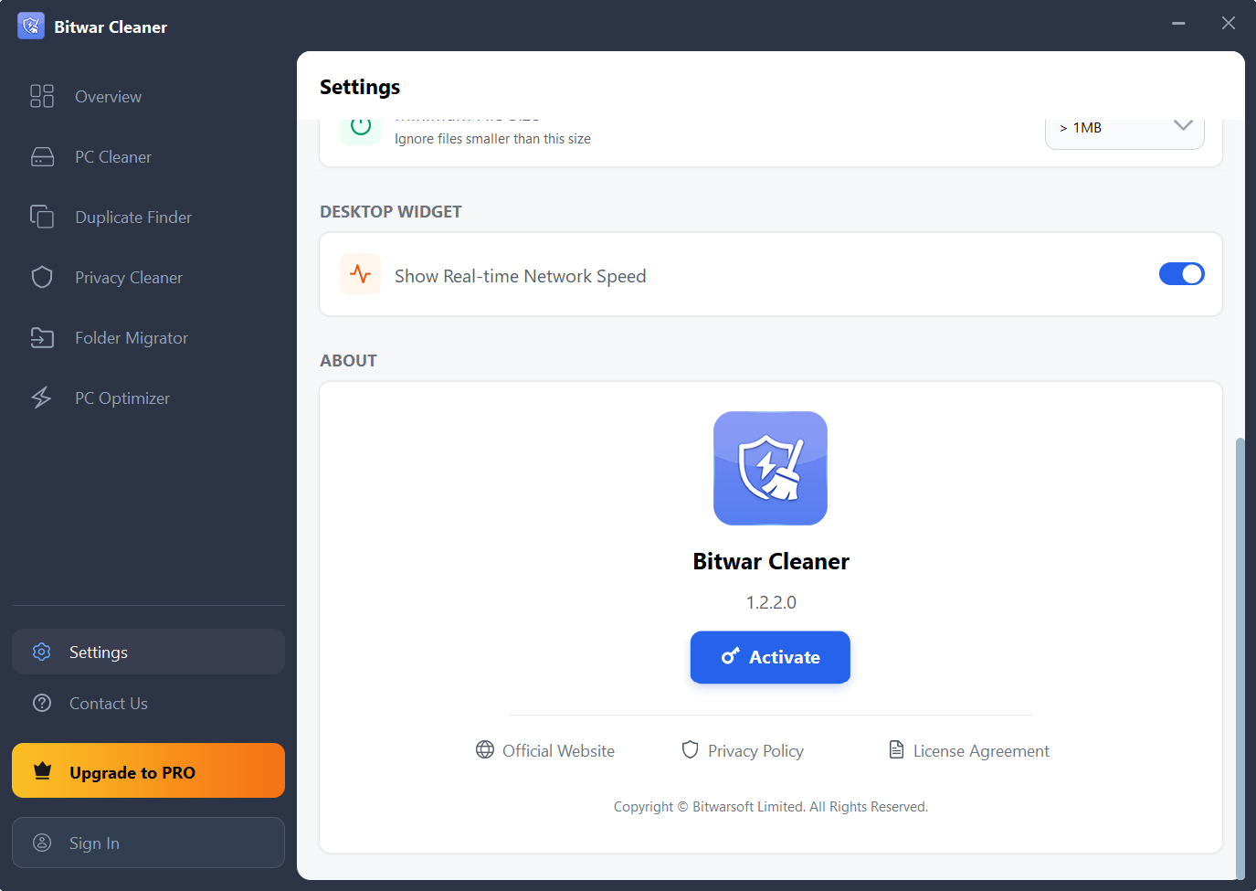 bitwar cleaner-Activate