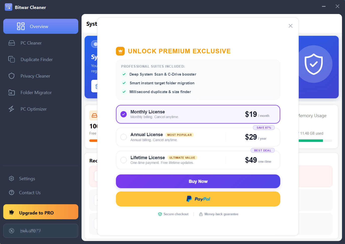 bitwar cleaner-Upgrade to pro