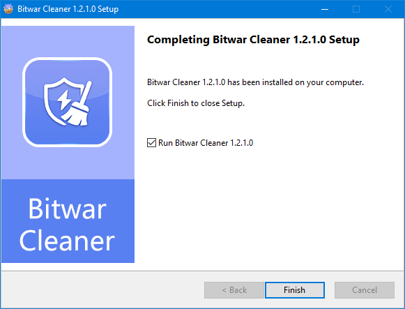 bitwar cleaner-install-finish